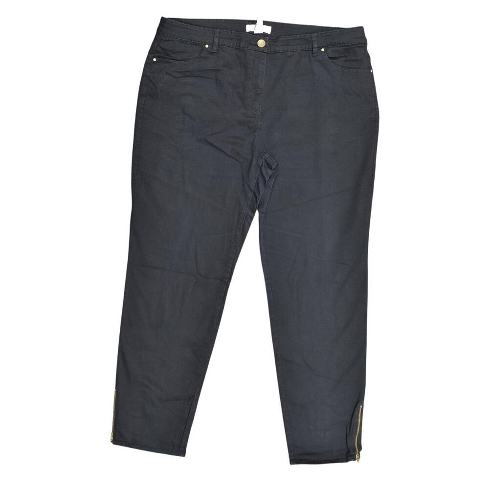 Chico's Men's Black Ankle Zip Jeans Size 3 Cotton, Preowned Black Stretch